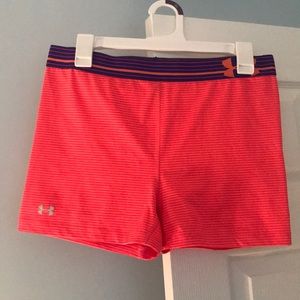 Pink under armor compression shorts